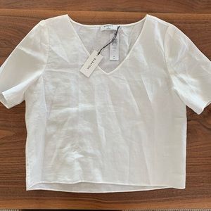 White linen short sleeve